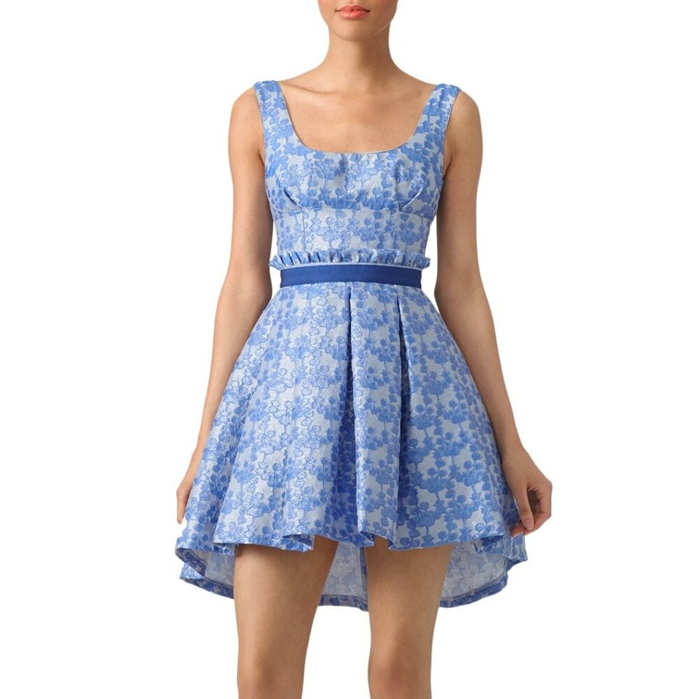 Christian Pellizzari Blue Flower Field Silk Dress.  SZ 44